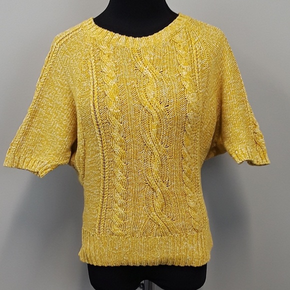 LOFT Sweaters - Loft mustard yellow cotton short sleeve sweater